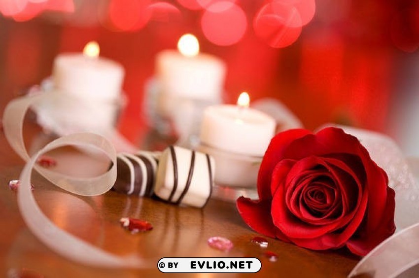romanticwith candles roses and chocolates PNG files with clear background variety