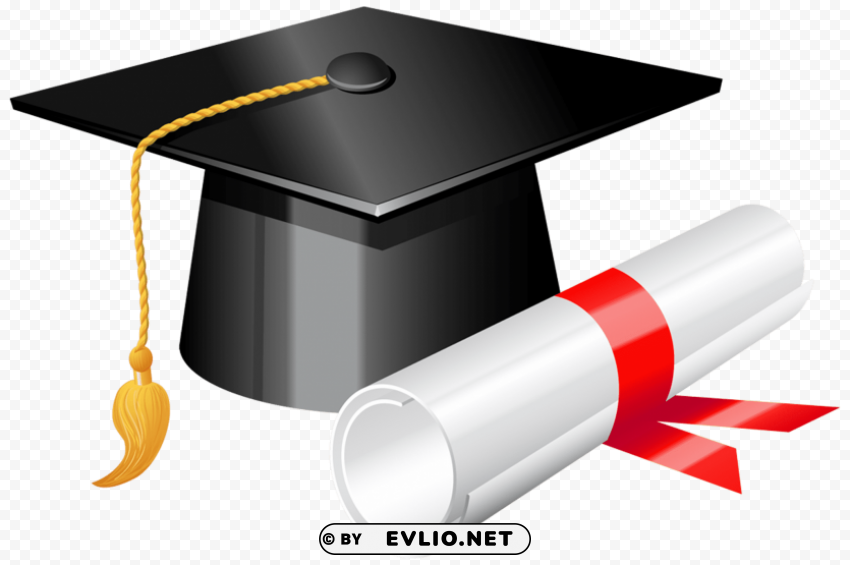 graduation cap with diploma Clear Background Isolated PNG Icon