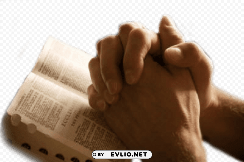 hands praying on bible PNG free download transparent background