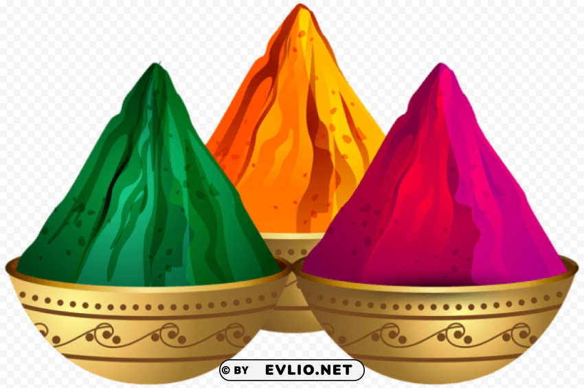 holi color powders transparent ClearCut Background Isolated PNG Design