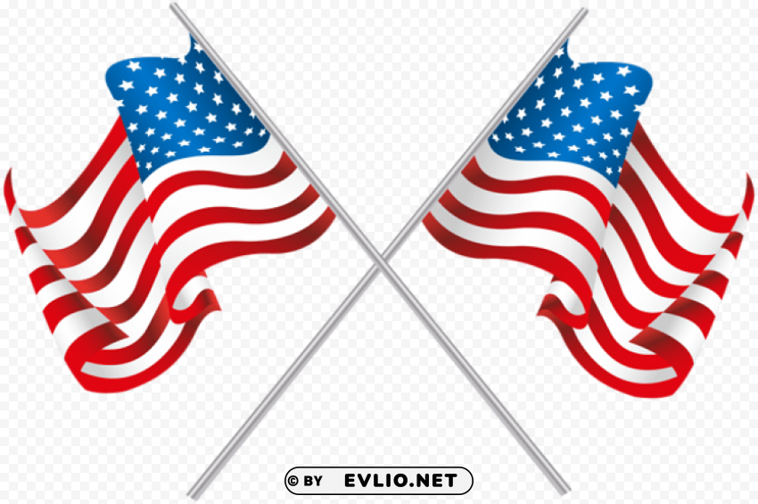 usa crossed flags PNG transparent graphics for download
