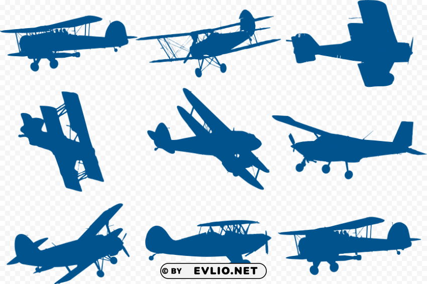 blue biplane silhouette Free download PNG images with alpha transparency