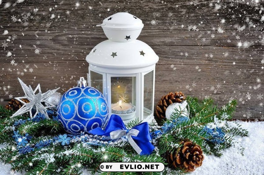 christmas lantern and blue christmas balls Clear Background PNG Isolated Graphic Design
