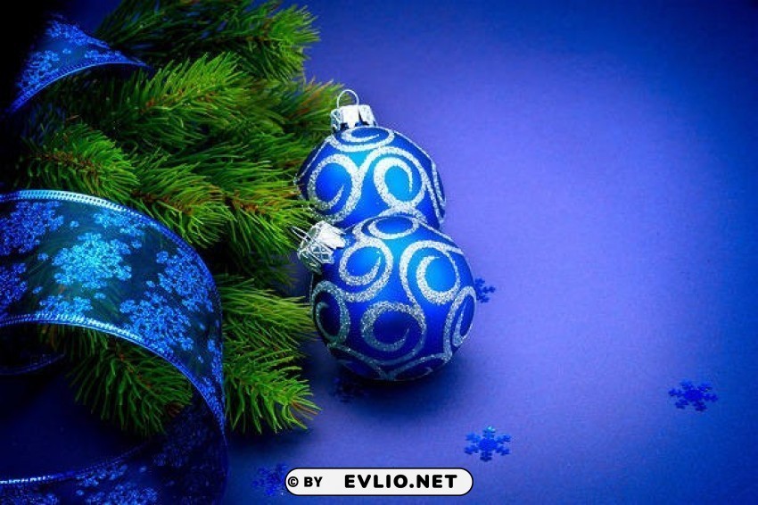 christmaswith blue christmas balls Isolated Character in Transparent PNG Format