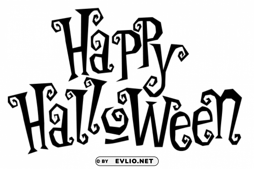 happy Halloween black text PNG images with transparent elements pack