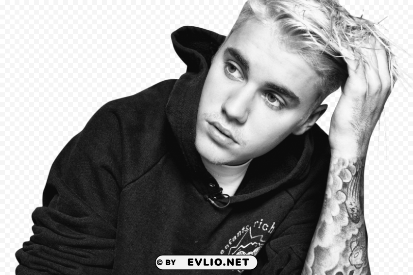 justin bieber black & white PNG Graphic Isolated with Clear Background png - Free PNG Images ID 55b7a883