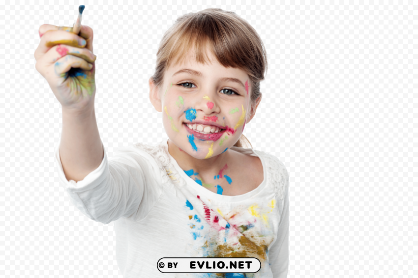 little girl hands paint PNG transparent graphics for projects