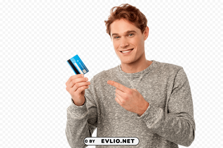 man holding credit card Clear Background PNG Isolated Subject
