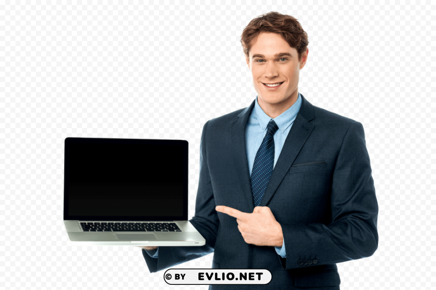men with laptop Transparent PNG Isolated Graphic with Clarity