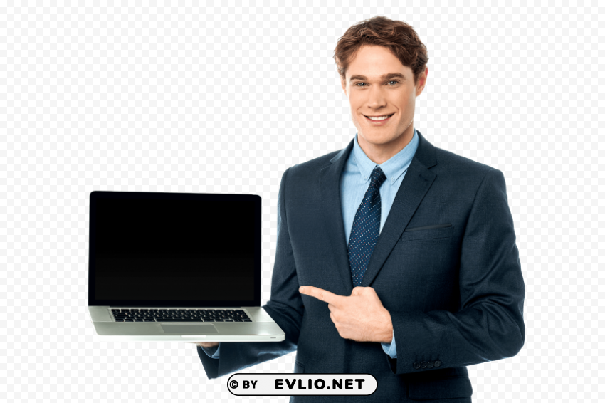 Men With Laptop Transparent PNG Isolated Graphic With Clarity