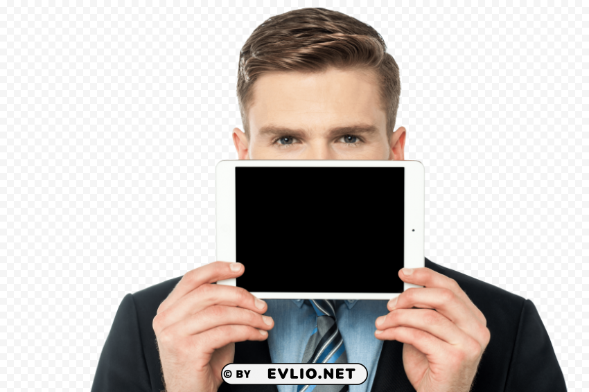 men with tablet PNG Image with Isolated Artwork