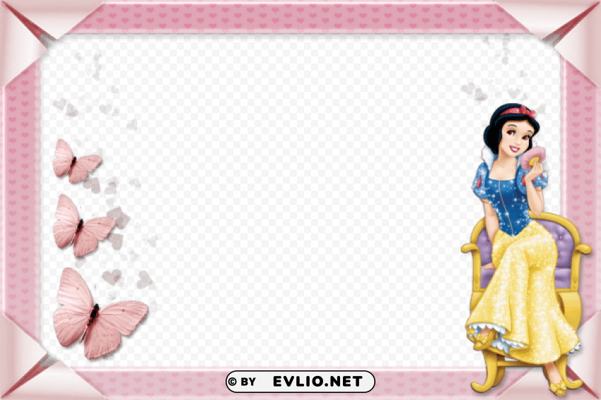 princess snow white kids transparent frame Isolated Graphic on Clear Background PNG