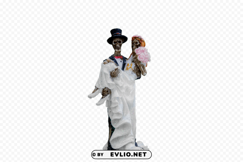 skeleton bride and groom wedding Isolated Item with Transparent Background PNG