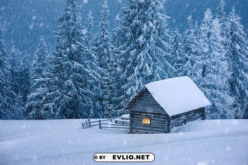 winter cabin PNG Image with Isolated Graphic Element