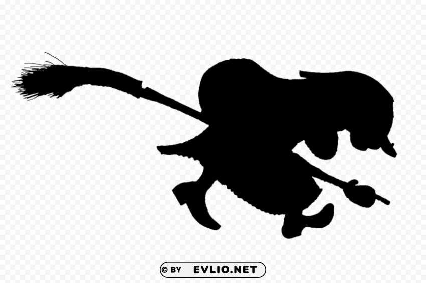 witch on broom silhouette Transparent background PNG photos