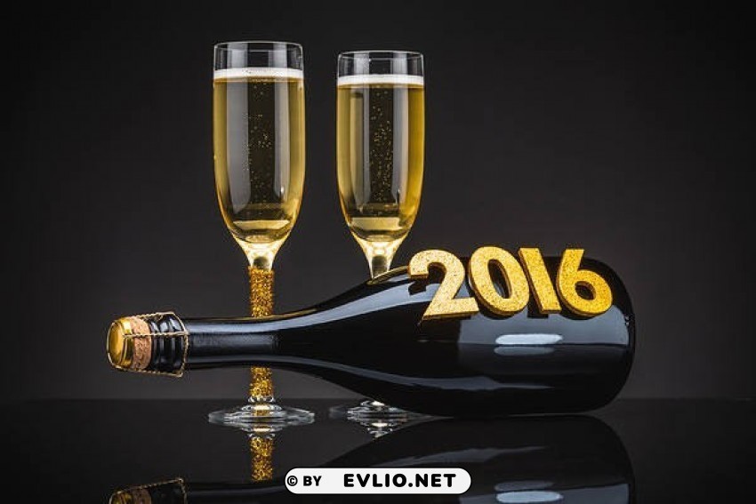 2016 happy new year with champagne Isolated Object on HighQuality Transparent PNG