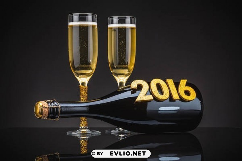 2016 Happy New Year With Champagne Isolated Object On HighQuality Transparent PNG