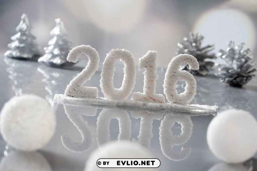 2016 silver new year Isolated Object in Transparent PNG Format