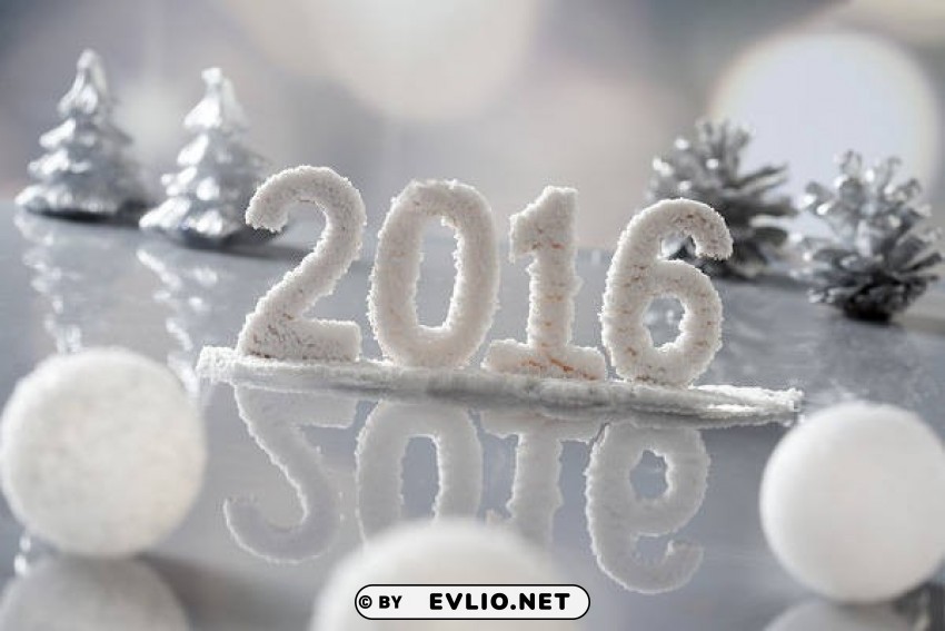 2016 silver new year PNG Graphic Isolated with Clarity