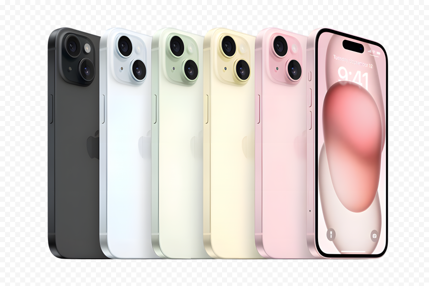 Apple iPhone 15 Lineup Colorful HD High-resolution PNG images with transparent background