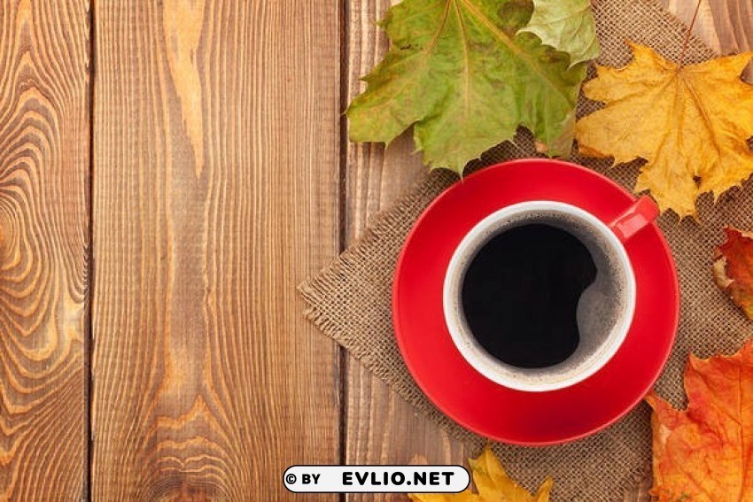 autumnwith leaves and cup of coffee Isolated Subject in HighResolution PNG