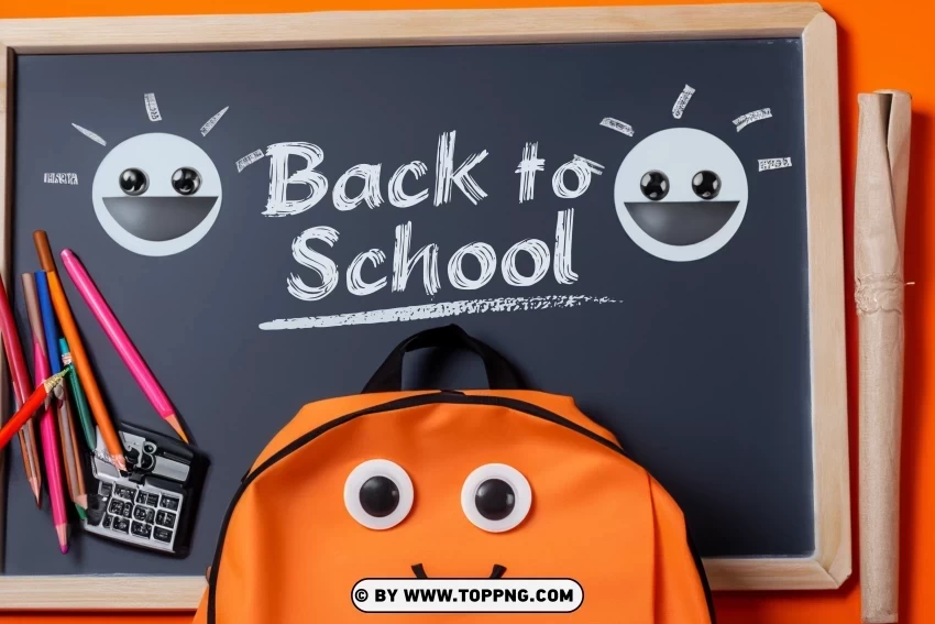 Back to School Poster Blackboard and Yellow Photo ClearCut Background Isolated PNG Art - Image ID 6d86f3a9