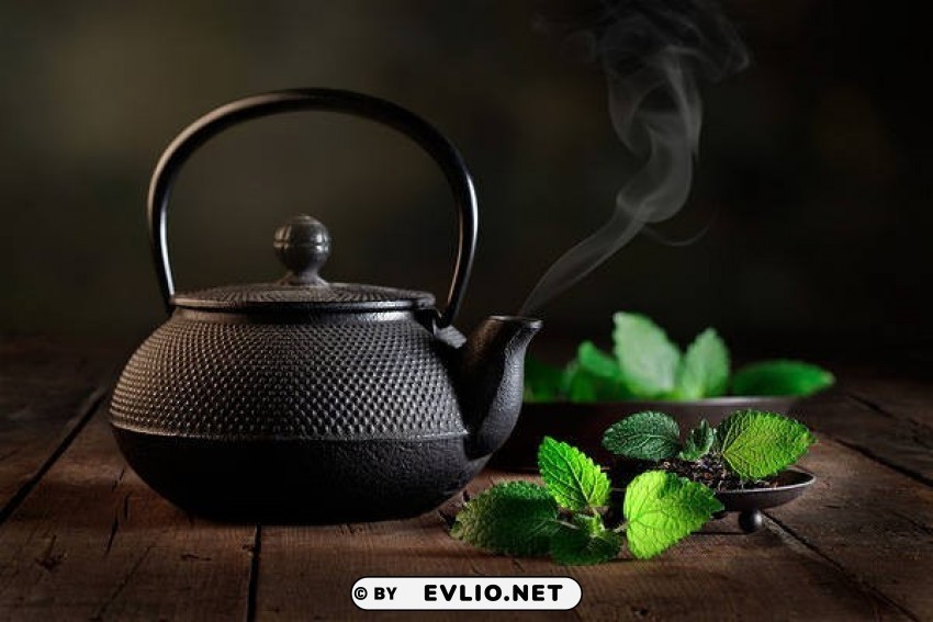 beautiful black teapot PNG Image with Transparent Cutout