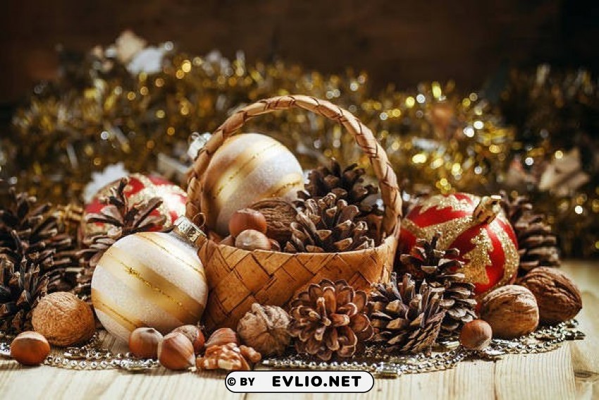 beautiful christmaswith cones and nuts Transparent PNG Isolated Object Design