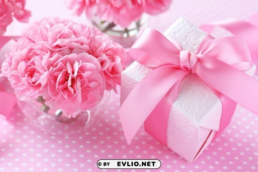 beautiful pinkwith flower and gift PNG files with clear background bulk download
