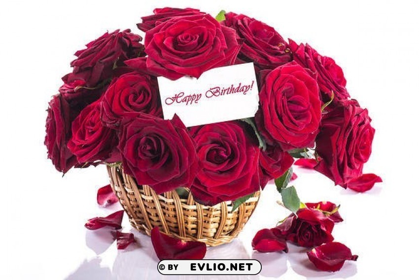 birthday greeting card with roses HighQuality PNG Isolated Illustration