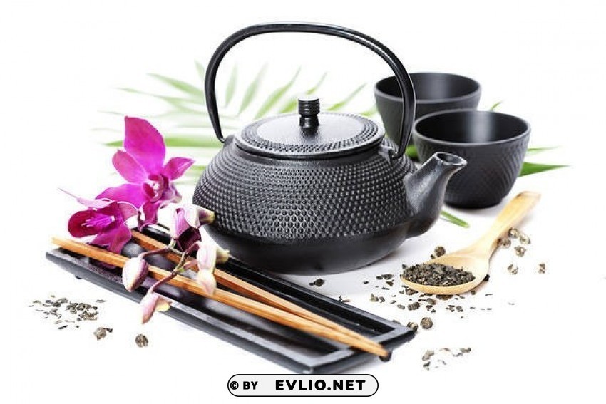 black tea set PNG Image with Transparent Isolation