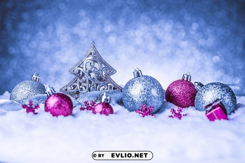 blue christmaswith pink ornaments Free transparent PNG