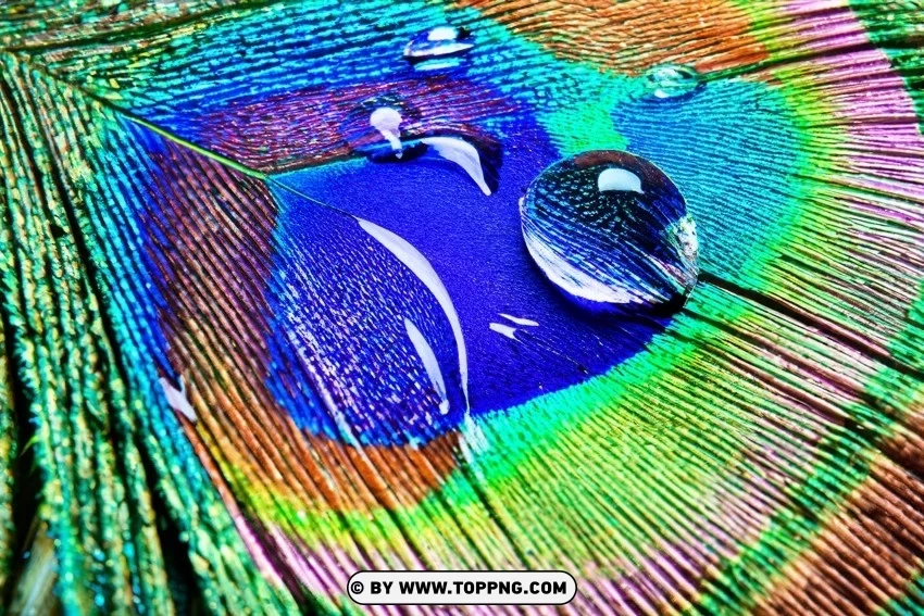 Captivating Water Drop Gracefully Resting on Peacock Feather Isolated Graphic on HighQuality Transparent PNG