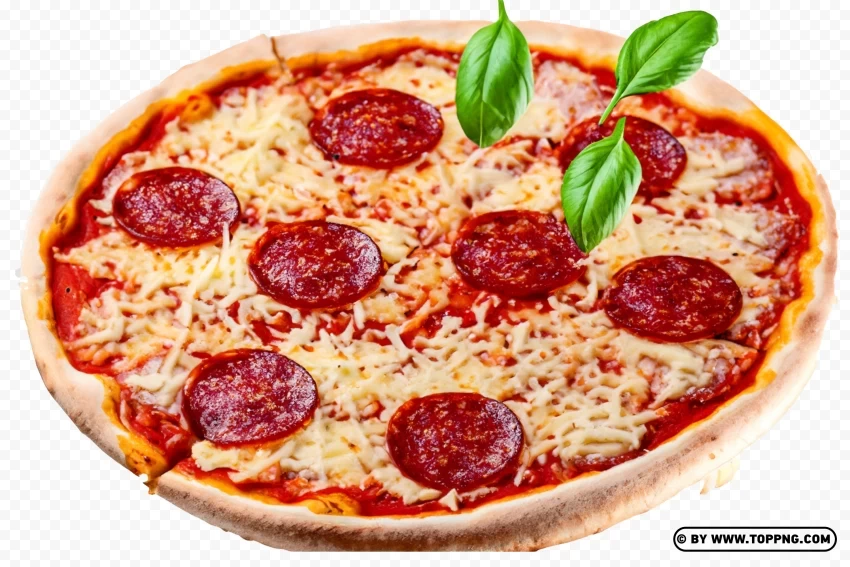 Cheesy Pepperoni Pizza With Flying Ingredients Isolated Design Element in HighQuality Transparent PNG