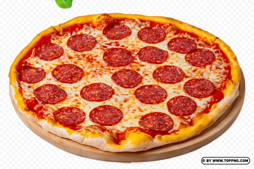 Cheesy Pepperoni Pizza with Isolated Character on Transparent Background PNG