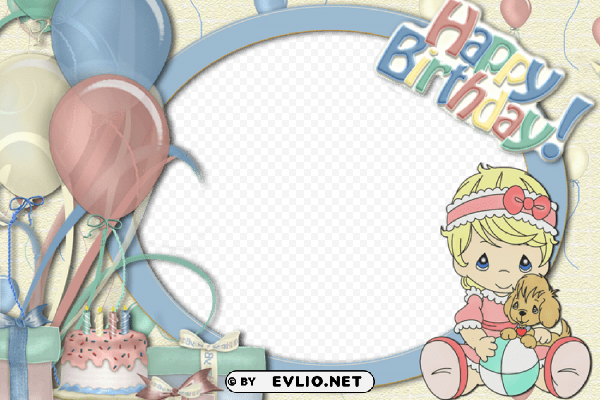 children frame happy birthday PNG files with transparent elements wide collection