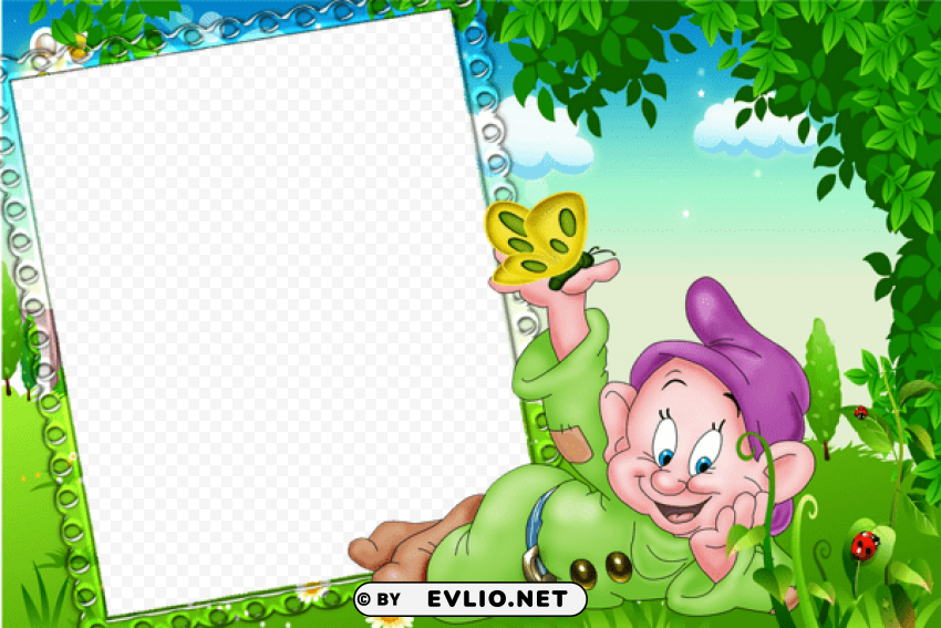 children transparent frame with cite dwarf Isolated Design Element in HighQuality PNG