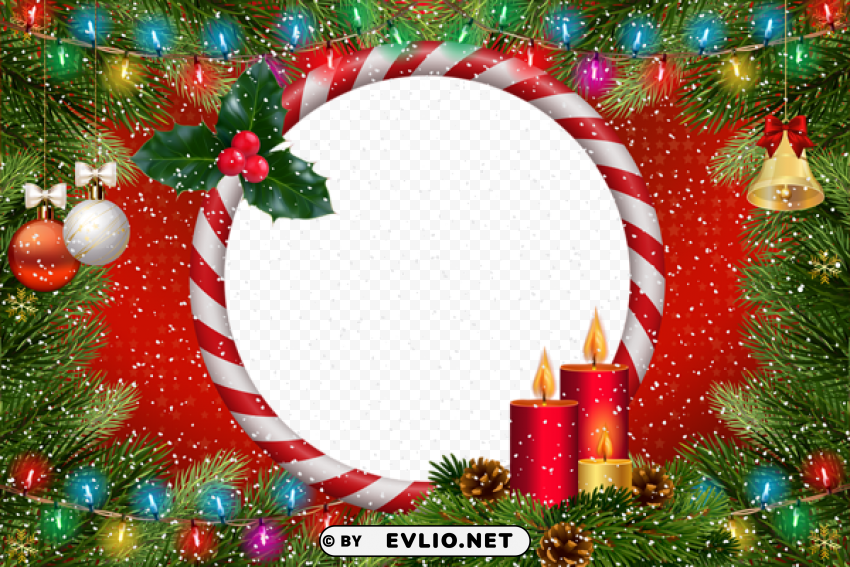 christmas frame red PNG Illustration Isolated on Transparent Backdrop