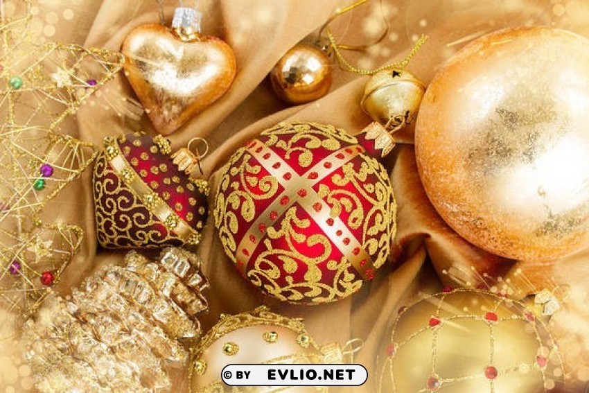 christmas gold ornaments Isolated Artwork on Clear Background PNG