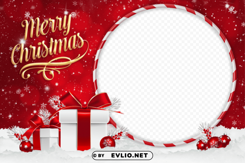 christmas red photo frame with christmas gifts PNG images with clear alpha layer background best stock photos - Image ID 39f85133