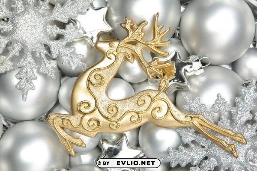 christmas silverwith golden deer Free PNG images with transparent backgrounds