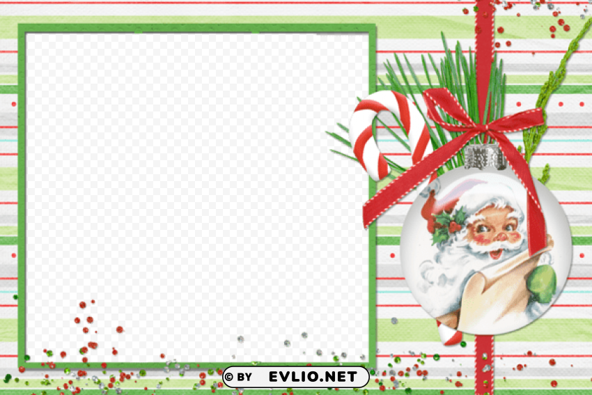 christmasframe with santa and candy cane Transparent Background PNG Isolated Design