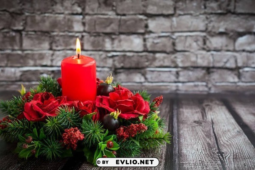 Christmaswith Beautiful Candle Clear Background Isolated PNG Object