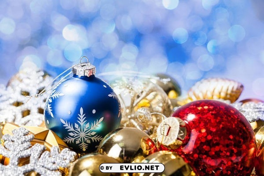 christmaswith blue and red christmas balls Clear Background PNG Isolated Element Detail