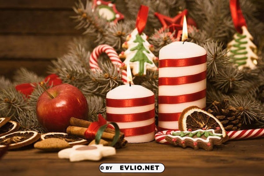 christmaswith candles Isolated Subject with Clear PNG Background