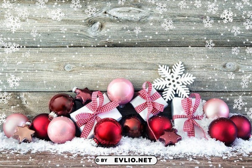 christmaswith pink and red ornaments Isolated Artwork on Transparent Background PNG