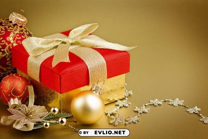 christmaswith red gift Isolated Artwork on Clear Transparent PNG