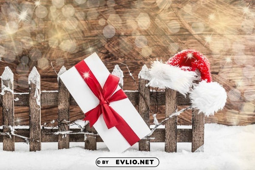 christmaswith santa hat and gift Isolated Artwork in HighResolution Transparent PNG