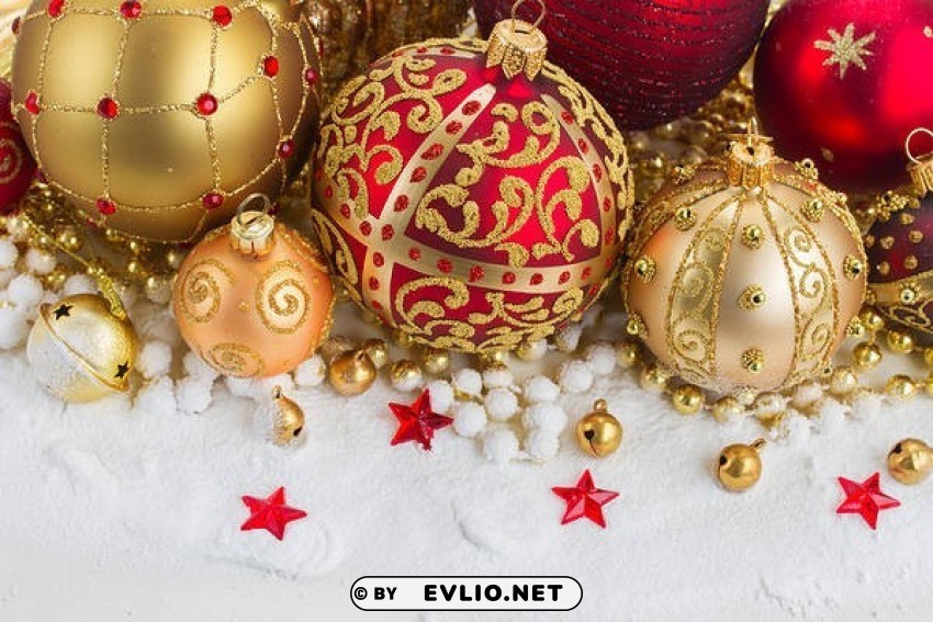 christmaswith yellow and red ornaments Free PNG images with transparent layers compilation