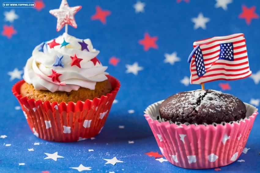 Colorful 4th of July Cupcake Clipart for Festive Celebrations High-resolution PNG images with transparency wide set